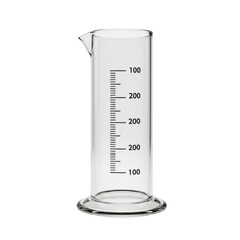 透明なガラス製計量カップの白い背景に分離された製品ショット