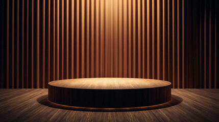 Elegant Wooden Podium Stage for Premium Product Presentation 3D Render Background