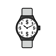Time is Money Watch Illustration Emphasizing Financial Concepts and the Value of Time Management in Business and Investments