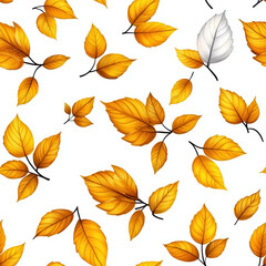 Obraz premium Beautiful autumn foliage seamless pattern with warm yellow leaf. This vibrant falling background design evokes peaceful mood