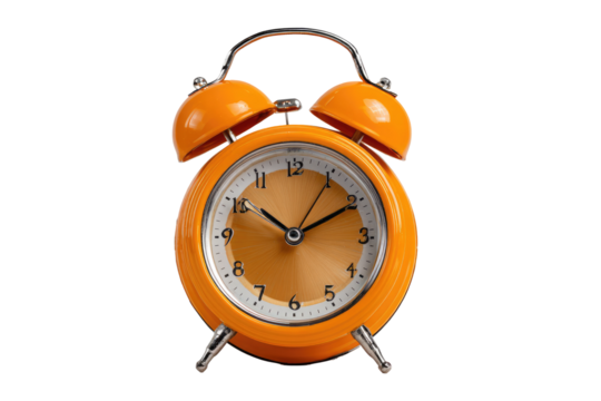 Orange alarm clock, front view