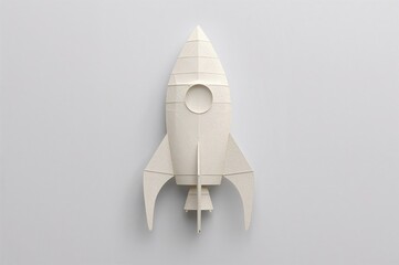 Flat style rocket icon made from paper craft