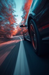 car driving fast on the road