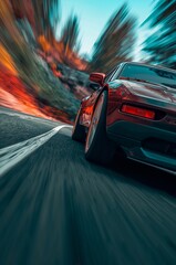 car driving fast on the road