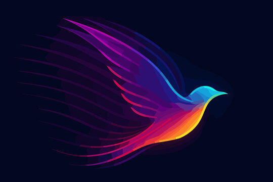 Outlines illustration colorful bird trailing silhouette multiple vector luminous gradient afterimage