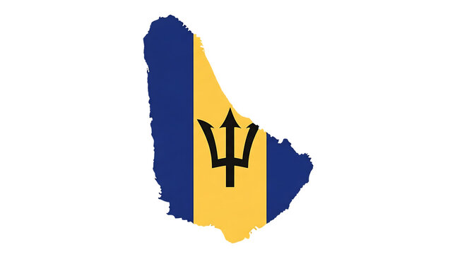 Barbados map outline with flag isolated on transparent background detailed vector map of barbados with national flag vector geographic outline of barbados country shape concept