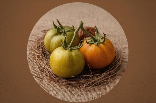 Orange and green ground-cherry fruits isolated on a white background