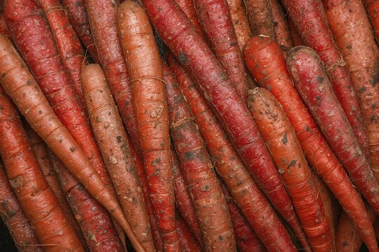 Fresh organic red carrots close-up photo of raw root vegetable