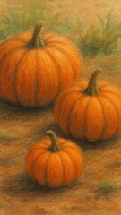 Obraz premium Autumn pumpkins textured illustration mobile wallpaper