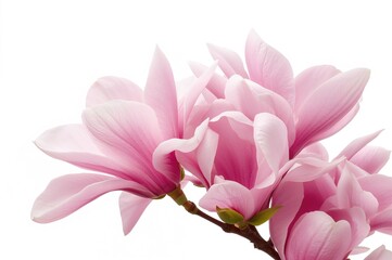 Fototapeta premium Isolated pink magnolia blossoms on a white backdrop