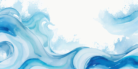 Abstract blue and white design evokes waves with flowing textures calm atmosphere