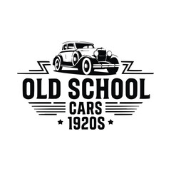 Old school 1920s classic car vintage logo illustration in retro automotive style for garage branding and t shirt design