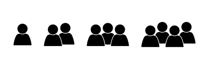 User profile silhouette login icon set. Simple design element set - icons for single users and group teamwork.