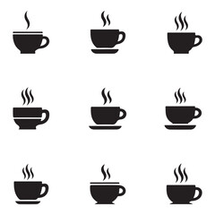 Coffee label set different logo badge emblem collection on white background vector black
