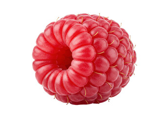 Vibrant red raspberry isolated on transparent background, fresh and juicy fruit for healthy eating and summer dessert