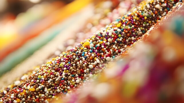Macro image of colorful sprinkles toppings for cake and sweets decoration