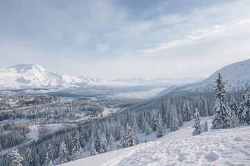 Mountain view of a snowy alpine village
