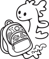 Cute and funny vector illustration of an animal character coloring alphabet page for kids' book design