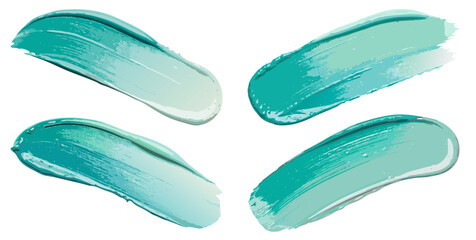 Turquoise paint strokes with textured surface forming dynamic composition on white background suitable for modern design projects creative templates or abstract decorative visuals