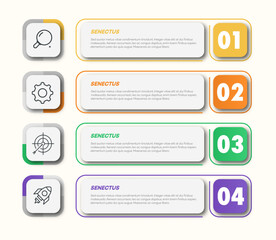 Strategy infographic template 4 steps 3d for sale strategy, start up project, business strategy, presentation, theory basic operation, logic analysis vector 10 eps