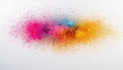 Vibrant speckled glitter pattern with dynamic colored powder burst on a clean backdrop.