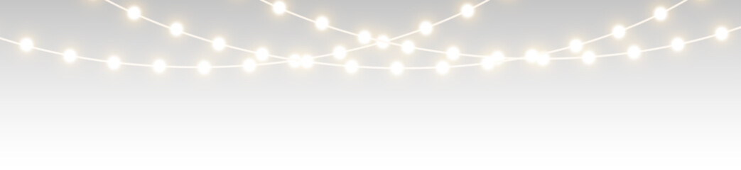png bright festive garland with glowing Christmas bulbs and illumination
