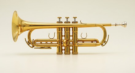 Obraz premium High-quality golden trumpet photo highlighting fine musical instrument craftsmanship.