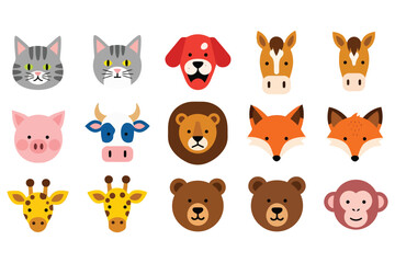Obraz premium Illustration of various animal faces, showcasing a diverse range of cute and colorful characters