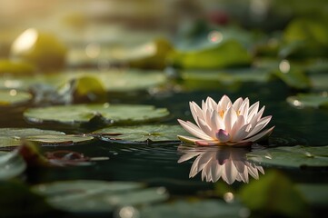 Enjoying the natural beauty of a lotus flower, soothing the eyes with its sight