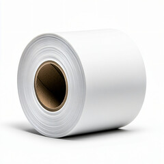 Industrial roll of blank white paper manufacturing facility product image indoor environment close-up view material use for printing