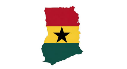 Ghana flag map isolated on transparent background, a symbol of national identity and pride, representing the countrys rich history, culture, and aspirations for the future, unity