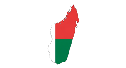 Map of madagascar isolated on transparent background showing the countrys flag, a symbol of national identity and pride, representing its history, culture, and geographic location in africa