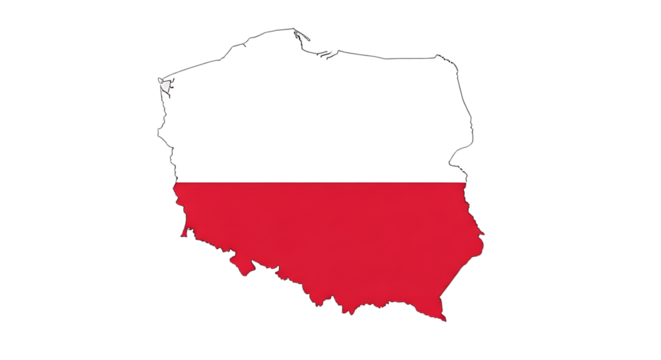 Map of poland isolated on transparent background displaying the national flag, symbolizing the countrys rich history, cultural heritage, and geographic location in central europe