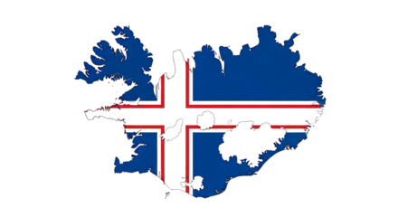 Map of iceland isolated on transparent background showcasing the national flag, representing the countrys unique geography, cultural heritage, and nordic identity in europe
