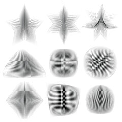 Optical mesh illusion 3D Dot Gradient 9 icon shape set