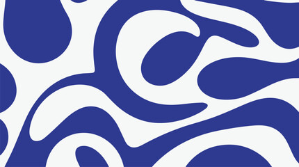 Abstract Wavy Groovy Flowing Pattern in Blue and White