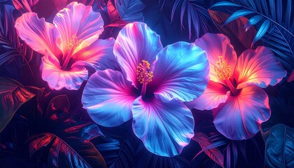 Vibrant glowing flowers