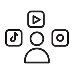 social media icons with outline style and black color
