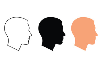 Vector art of three head silhouettes in different styles, representing diverse perspectives and ideas
