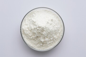 L-GLUTAMINE powder stored in a chemical vessel for lab and industrial applications Raw ingredient for manufacturing or testing.