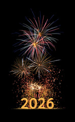 nouvel an 2026 - illustration 3D / photo sur fond noir