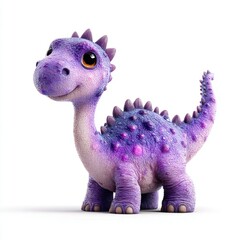 Naklejka premium Adorable purple baby dinosaur happy