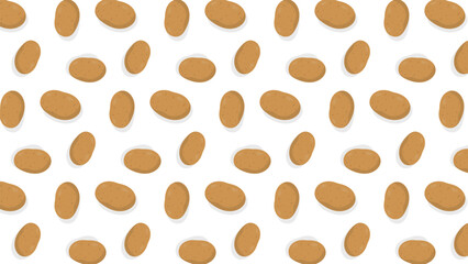Cartoon Raw Potato Seamless Pattern Background on White