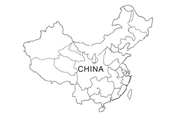 Vector art of china map showing the countrys borders and provinces in a simple outline style