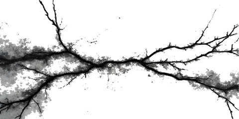 Obraz premium Black ink grunge splash border frame with barbed wire fence design