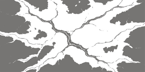 Obraz premium Isolated illustration of an old world map with the outline of Europe and North America detailing country borders and states in a blue and white vector for cartography