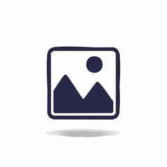 Graphic icon representing a landscape, minimalist mountain design concept.