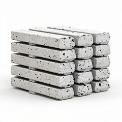 Construction materials availability warehouse product display industrial space elevated view concrete blocks for building projects