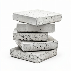 Concrete tiles stacked neatly indoor studio product photography minimalist design top-down view modern aesthetic