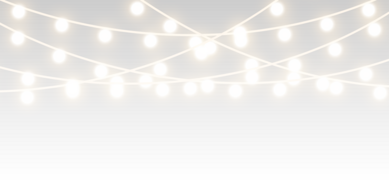 png festive light with gold garland ribbon glowing string lamp led border decoration holiday card background party design transparent vector winter celebration banner happy year